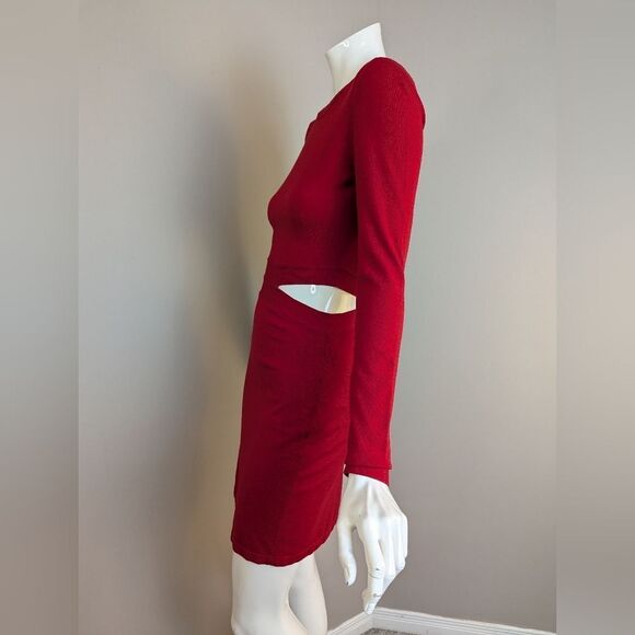 Elizabeth and James Railey Red Cutout Sheath Dress S Bodycon Long Sleeve Stretch - Picture 4 of 10